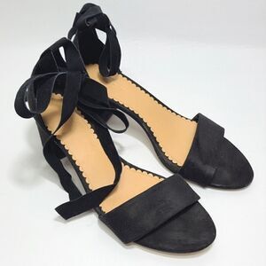 LOFT Lace Up Black Open Toe Sandals Size 8
